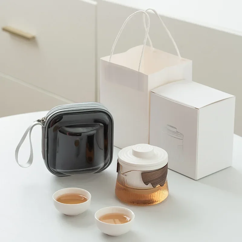 

Дорожный чайный сервиз, 1 горшок, 2 чашки, портативный уличный чайник для кемпинга, набор чашек, бытовые инструменты для приготовления чая