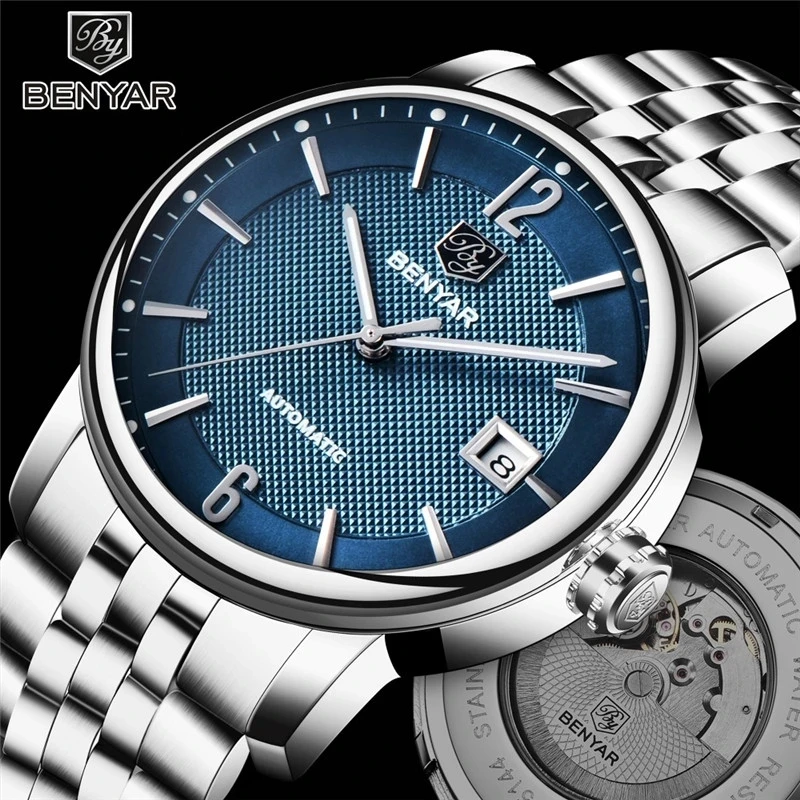 Luxury Brand Benyar For Men\'s Watch Business Automatic Wristwatches Male Mechanical Waterproof Auto Date New Relogio Masculino