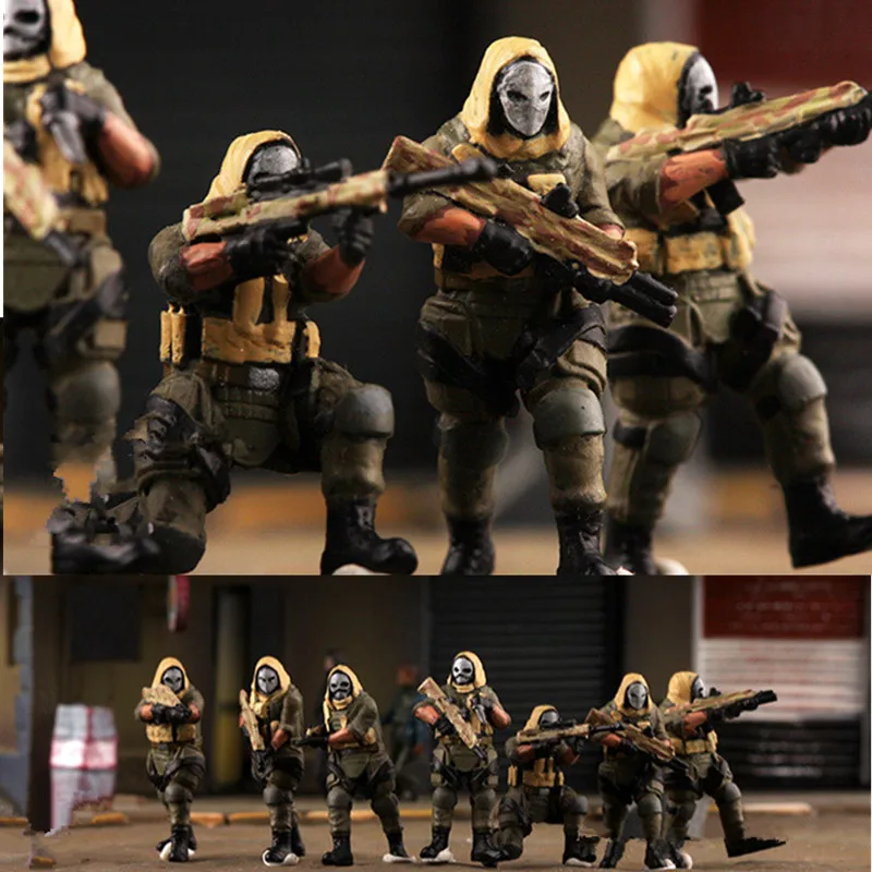 1:72 Scale Model 7 Pcs Realistic Action Figure Specia Force Team Ghost Squad Dolls Toys DIY Scene Accessory Collection Gifts