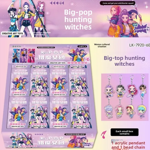24 Uds K-POP Demon Hunters caja de llavero misterioso, Huntr/x Rumi Mira Zoey dije de bolsa acrílica, caja ciega de Anime Netflix para Fans Colle