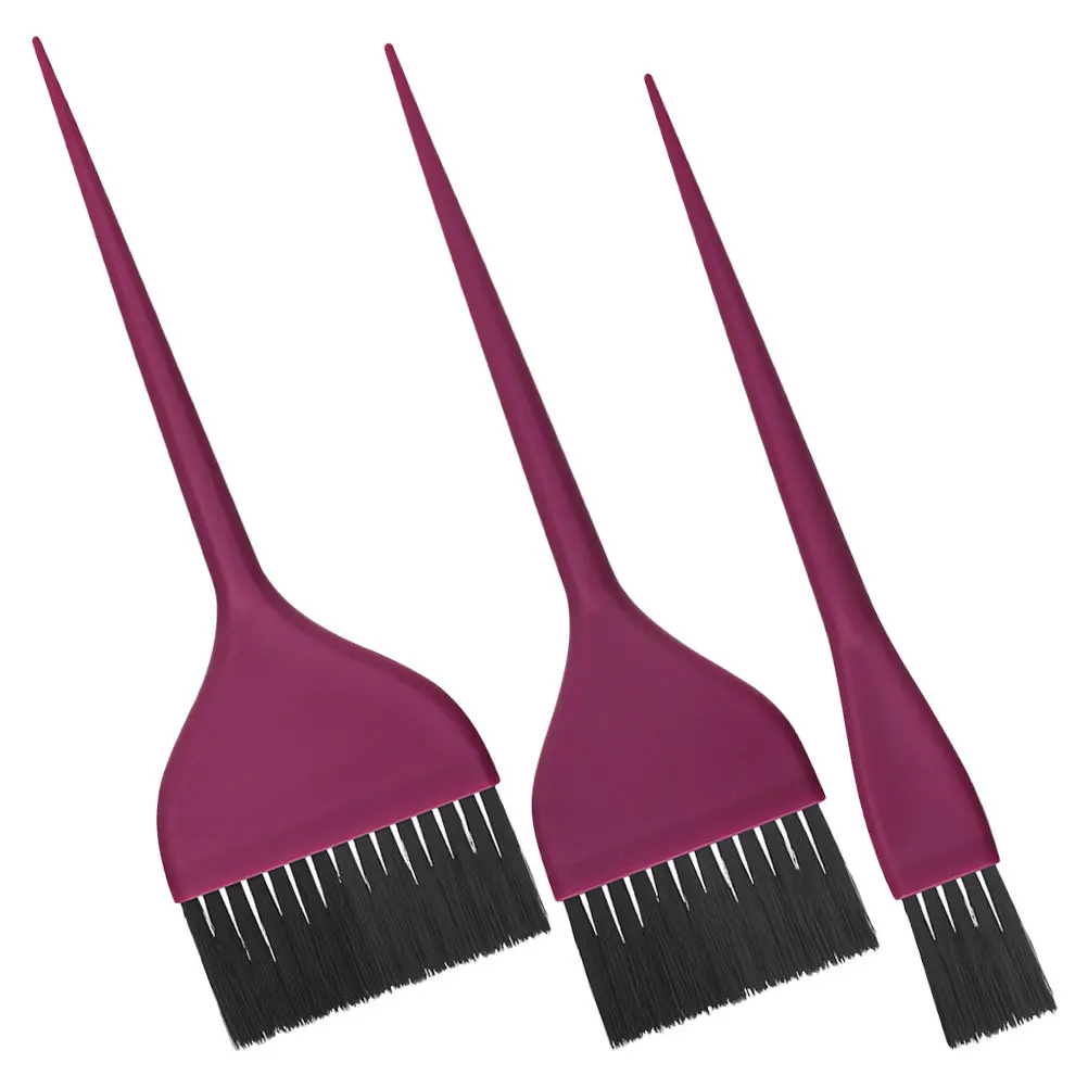 3 قطعة فرشاة صبغ الشعر مجموعة شعيرات النايلون مقبض عدم الانزلاق لصالون المنزل استخدام البنفسجي تلوين الشعر أدوات عدة قضيب دائم #2