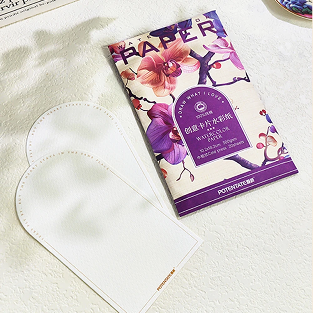 SeamiArt POTENTATE 20 قطعة ورق رسم بالألوان المائية ختم ورق رسم ذاتي الصنع 300 جرامًا للمتر المربع لب القطن بالضغط البارد للوازم الفنية