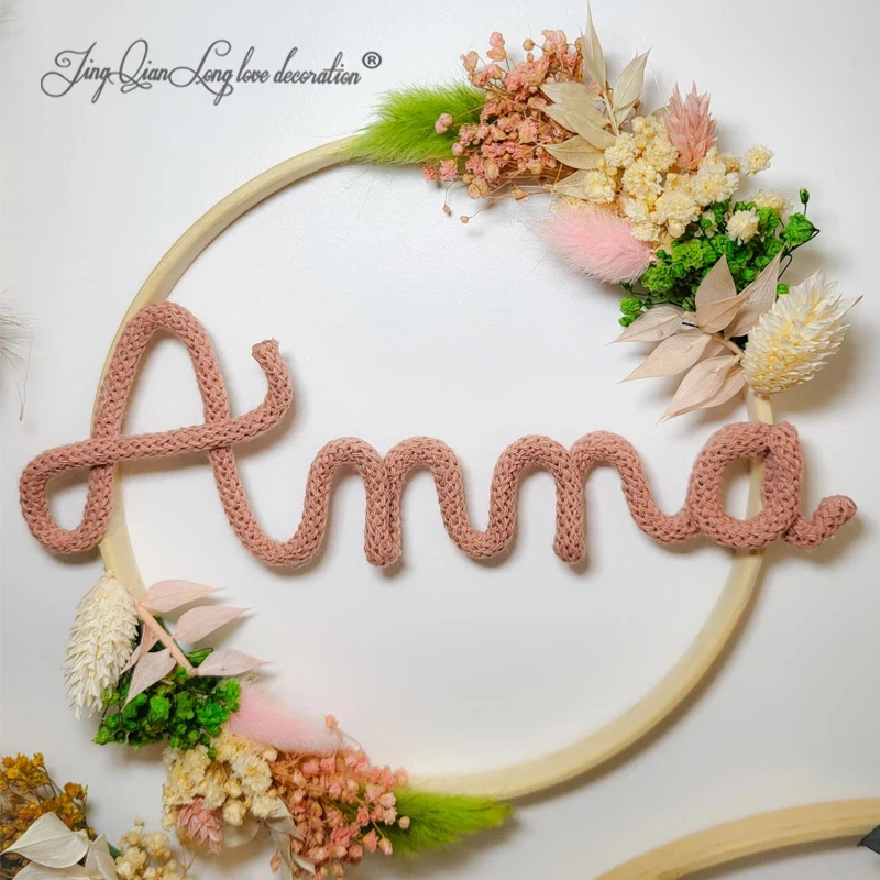 Custom Baby Gift, Handmade Nursery Decor Custom  Natural Handmade Name,  Personalised knitted Name Sign,