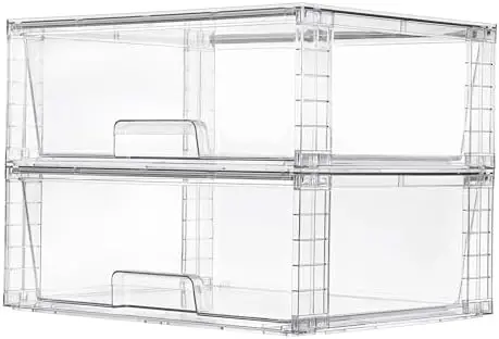

Vtopmart 2-Pack Stackable Clear Acrylic Storage Drawers – Bathroom, Kitchen, Cabinet Organizer Bins