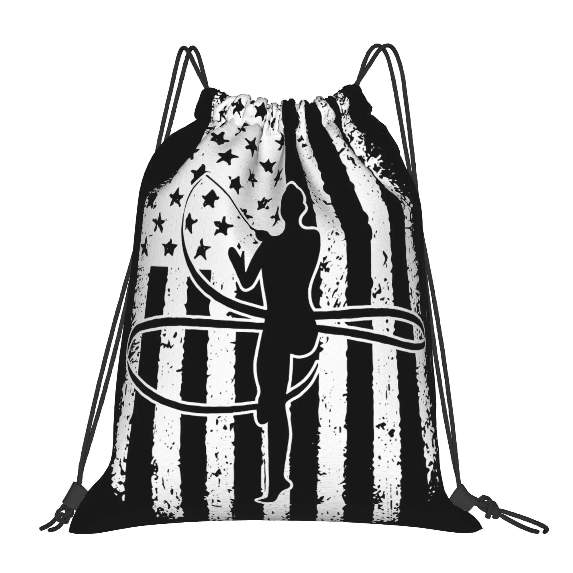 Gymnastics Flag White Portable Travel Riding Gym Drawstring Storage Sporty Backpacks