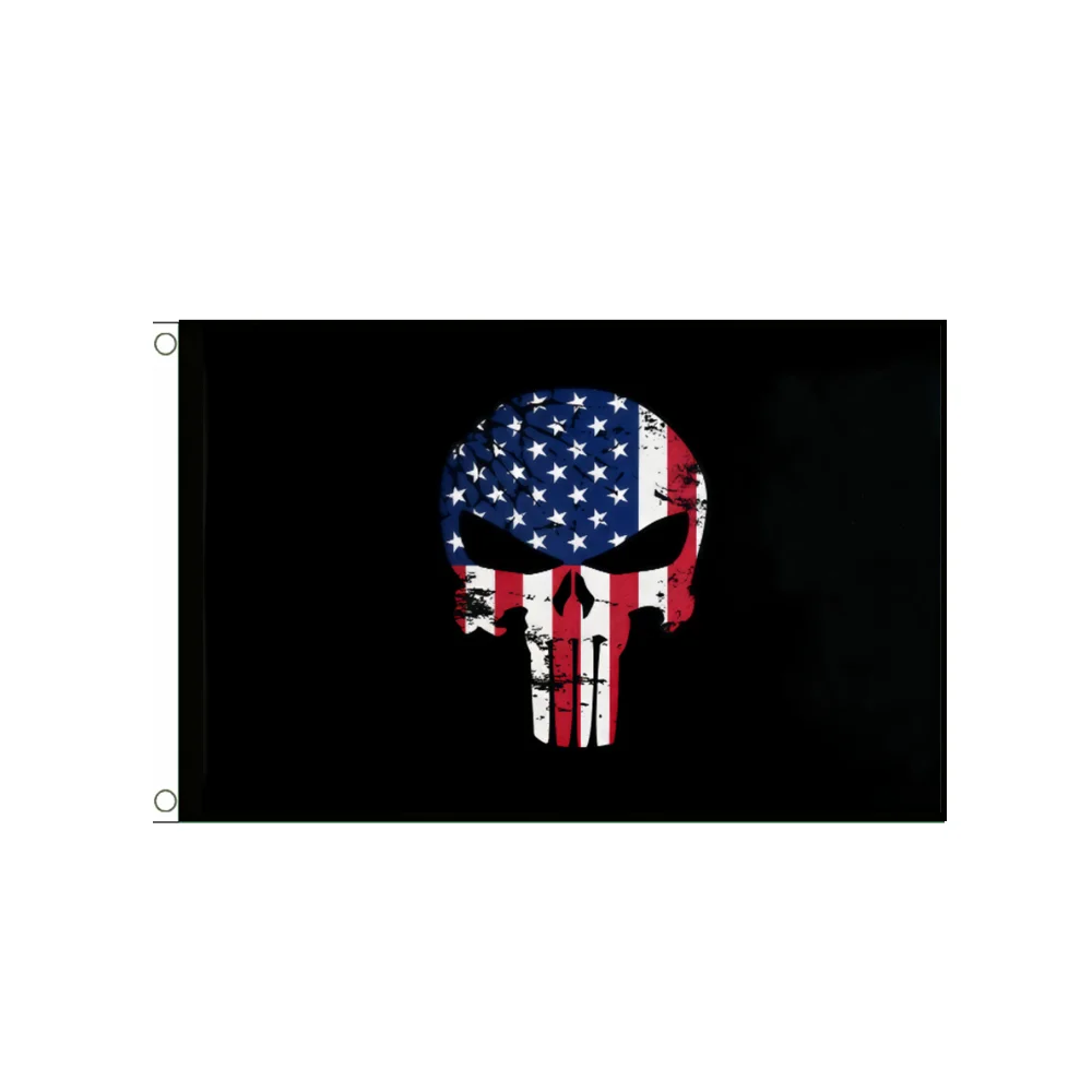 

American Flag Tactical Skull Flag 2x3ft 3x5ft Patriotic USA Skull Banner with Brass Grommets Polyester for Indoor Outdoor Decor