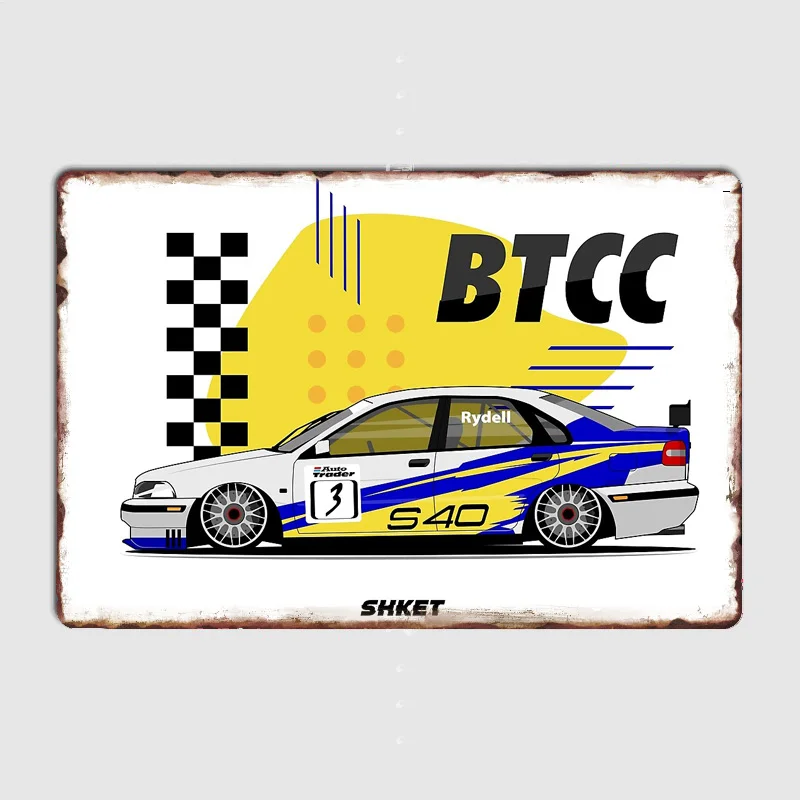 Classic Escort S40 BTCC Cosworth Rally Legend Metal Sign Poster Garage Room Decor Automobile Club Custom Tin Vintage Home Decor