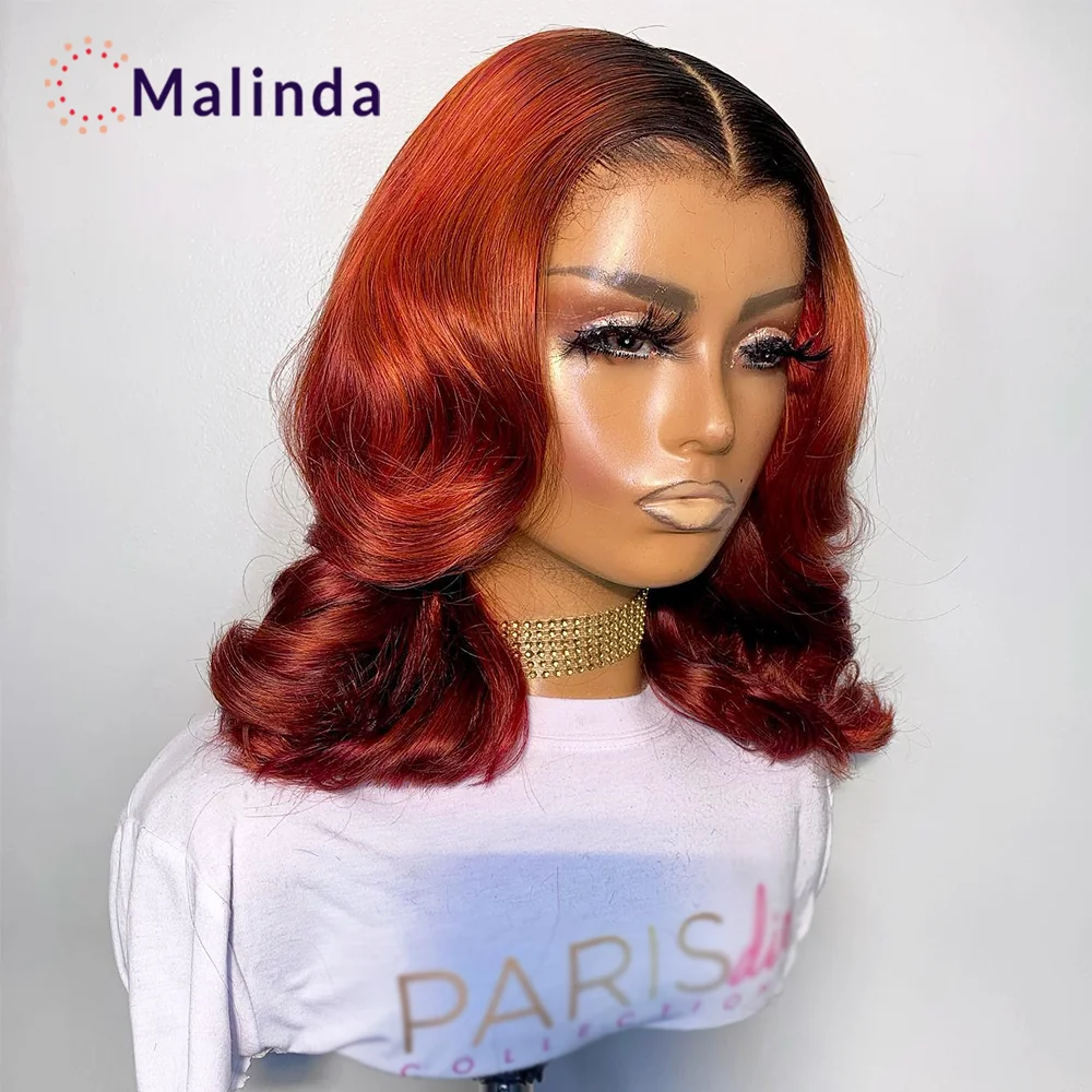 

Ombre Orange Short Loose Deep Wave 13x4 Human Hair Lace Front Wigs Ginger Orange Colored Short Bob Lace Frontal Wigs For Women