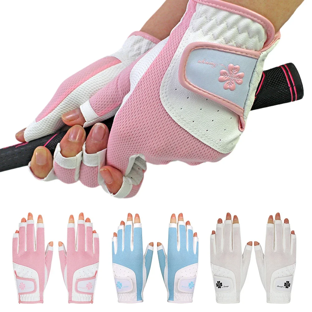 1 Pair Golf Gloves for Women Open Finger Soft Leather Breathable More Comfortable To Wear Outdoor Sports Training Gloves