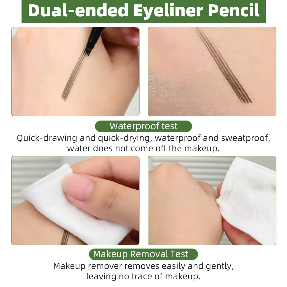 Eyebrow Pencil 5 Colors 2-in-1 Double Heads Four Forks Automatic Eyebrow Pencil Waterproof Sweatproof Eyeliner Eye Cosmetics