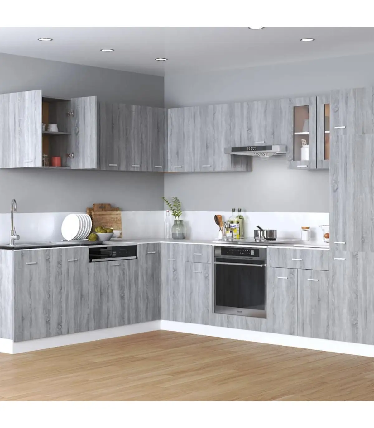 Kitchen cabinets hanging cabinet plywood gray Sonoma 60x31x60 cm