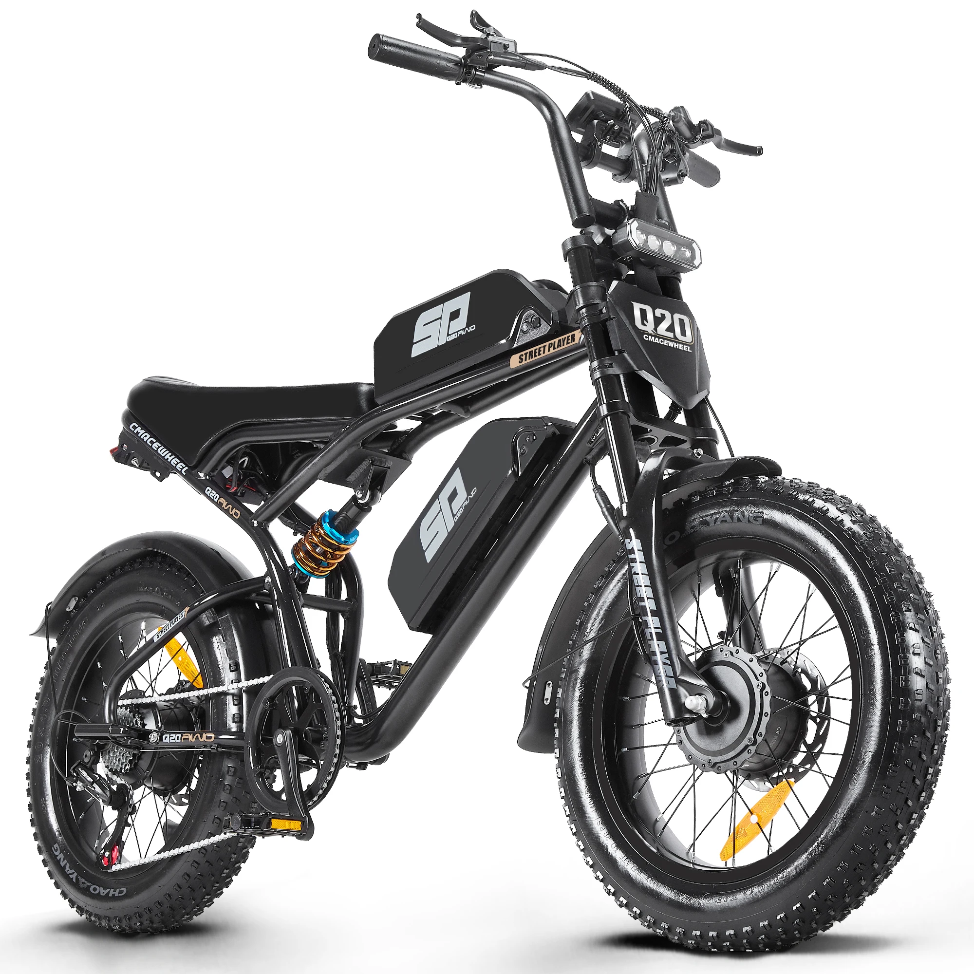 Bicicleta eléctrica de doble motor CEAYA Q20MAX, 48V 36AH, batería dual, neumáticos gruesos, freno de aceite, suspensión dual, bicicleta eléctrica de montaña con autonomía de más de 100 km.