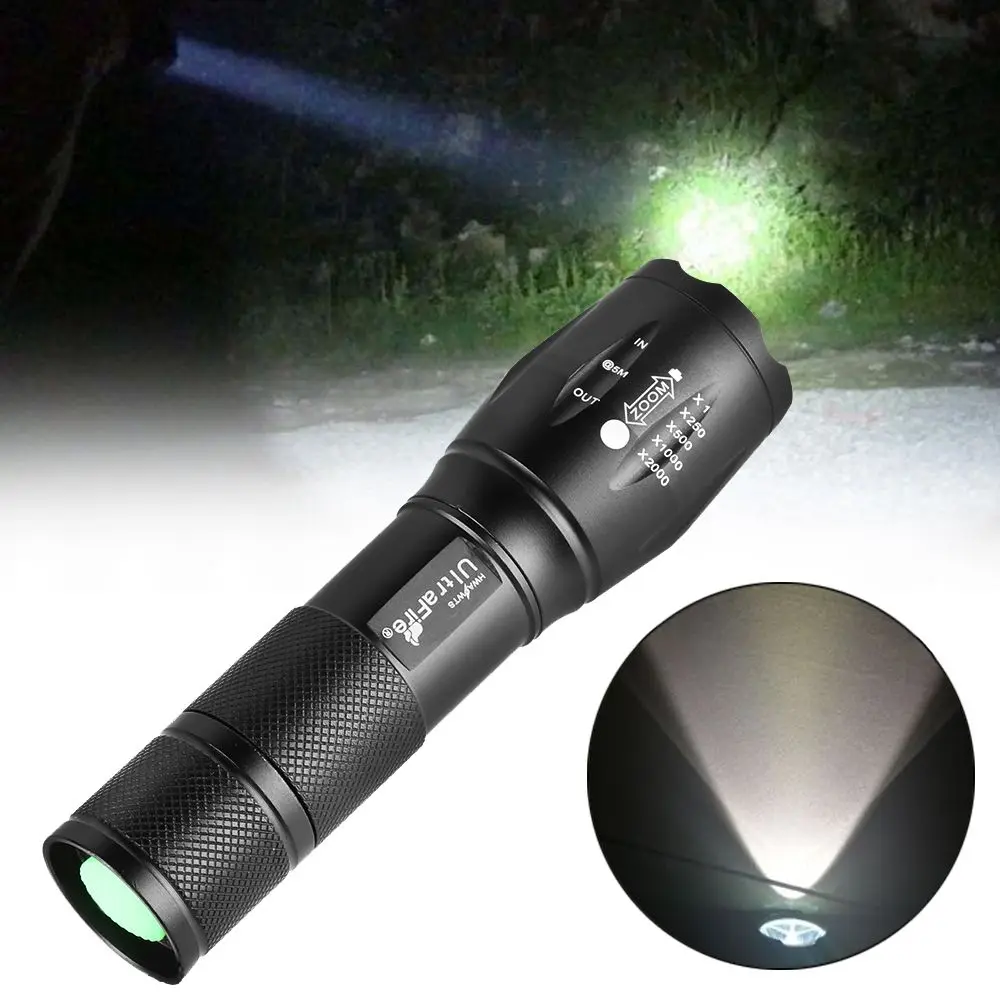 High Quality Outdoor Practical Camping E17 LED Zoom Flashlight Waterproof Torch 3800Lm 5 Mode Bright