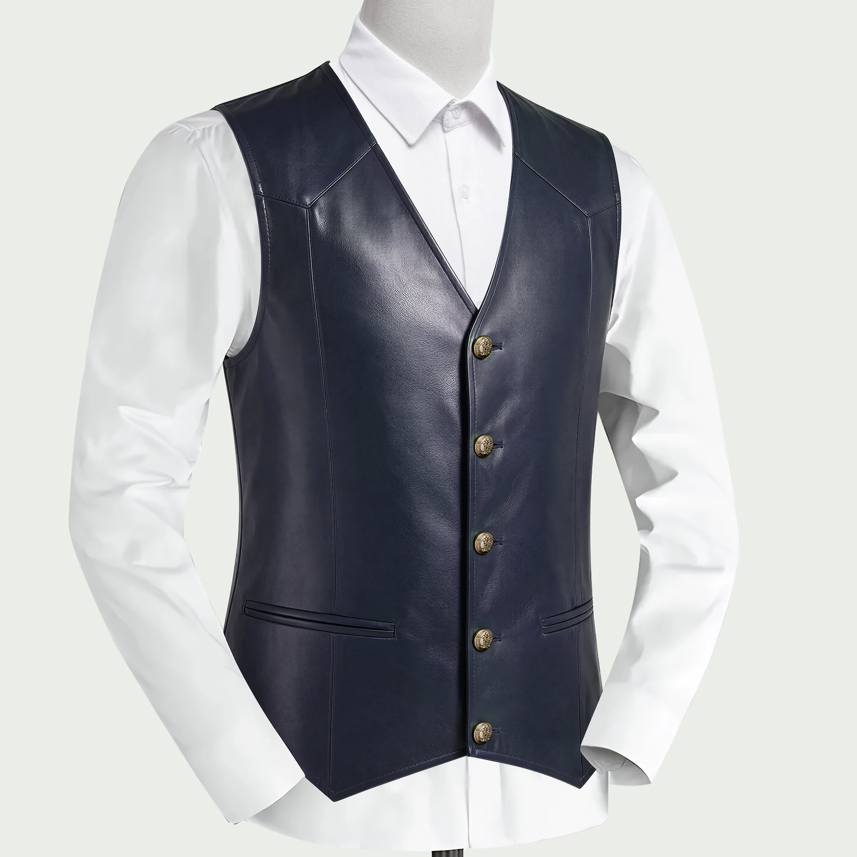Men'S Formal Wear Waistcoat - VERVEROW Erkek Slim Fit Suni Deri