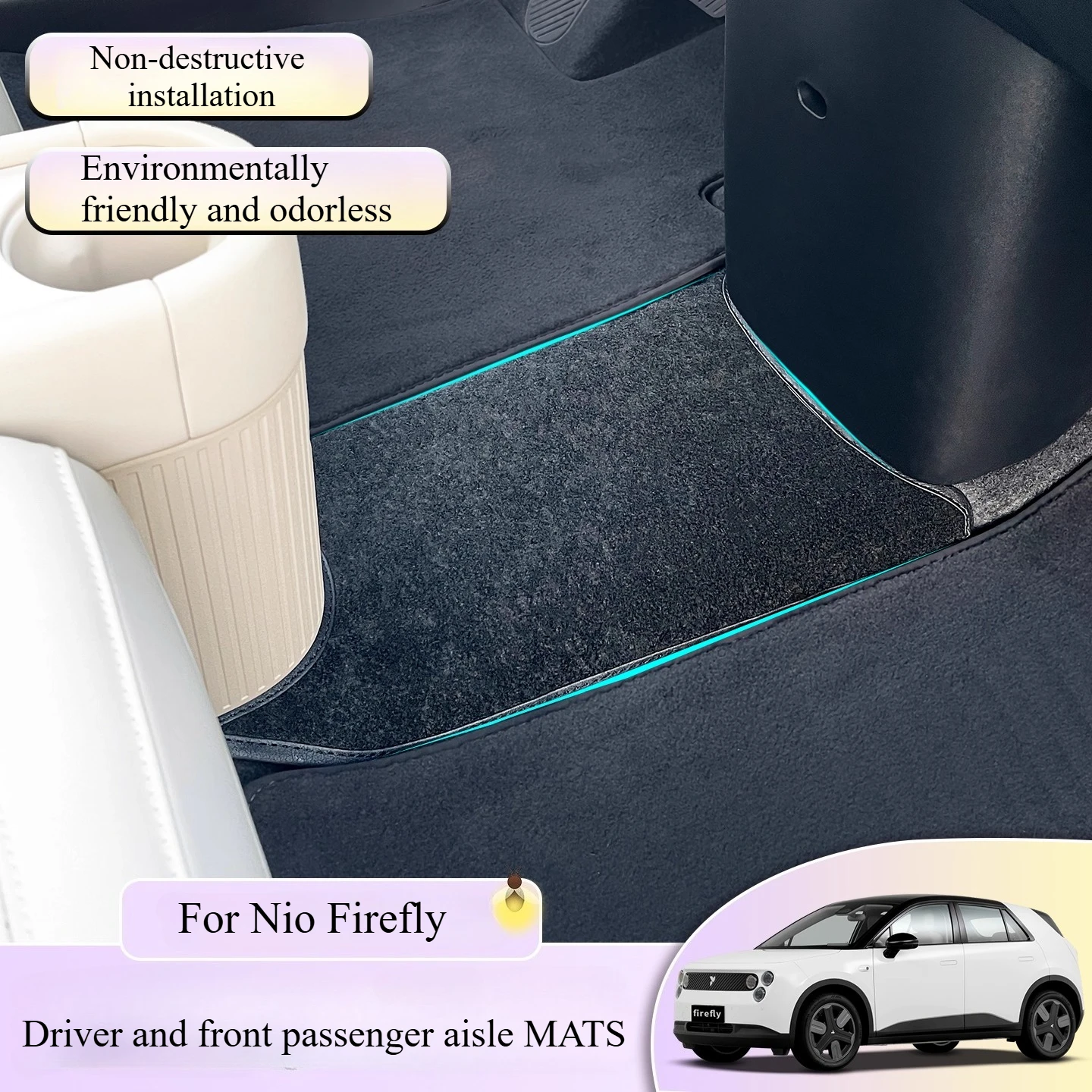 

For Nio Firefly Front Bridge Mat Driver And Passenger Side Aisle Protection Mat Waterproof Dirt-Resistant And Easy To Clean
