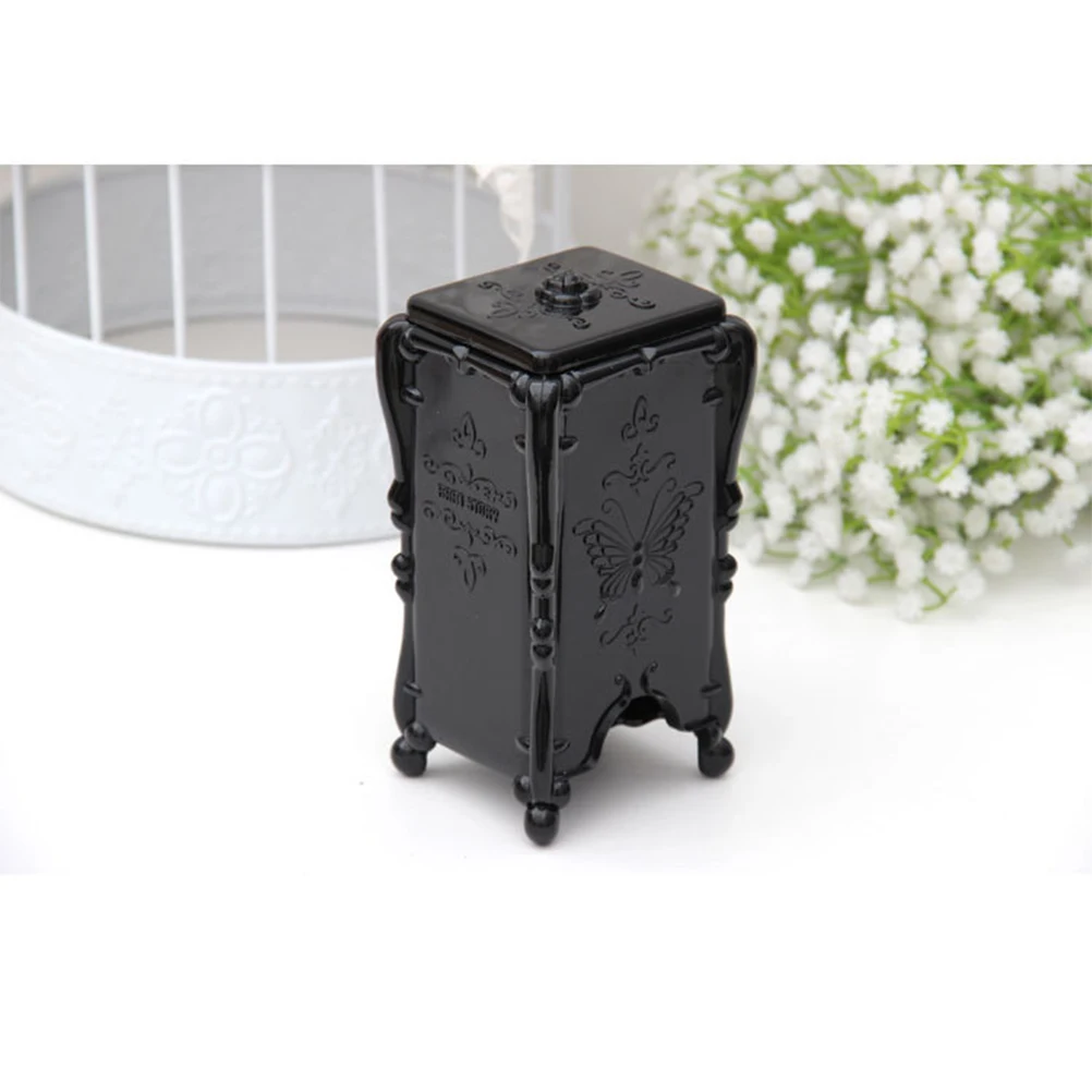 

Vintage Style Pattern Clear Acrylic Organizer Cover Makeup Cotton Storage Box Holder Case for Dressing Table Decoration