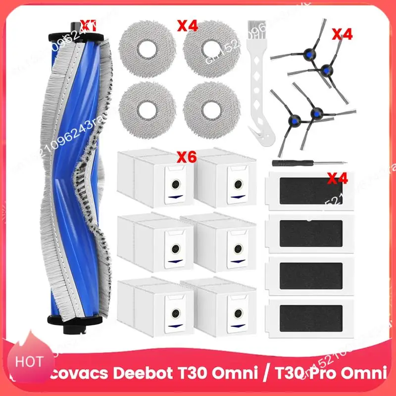 

HOT-For Ecovacs Deebot T30 Omni / T30 Pro Omni Vacuum Cleaner Main Side Brush Hepa Filters Mop Cloth Dust Bags Accessories