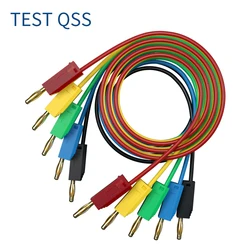 QSS 5PCS 2MM Stapelbar Gold Überzogene Bananen Stecker Test Blei Jumper Draht Elektrische Prüfung Kabel Linie 5 Farben q.70001