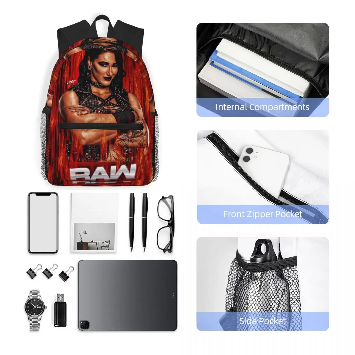 Rhea Ripley Studenten-Rucksack, Schultasche, Wandern, Reisen, Tagesrucksack für Jungen und Mädchen, modische Büchertasche, Umhängetaschen