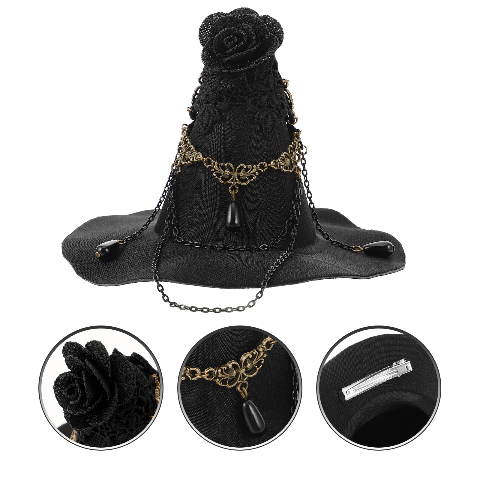 

Wizard Hat Black Cloth Material For Halloween Cosplay Party Masquerade Decoration Witch Costume Accessory Tool