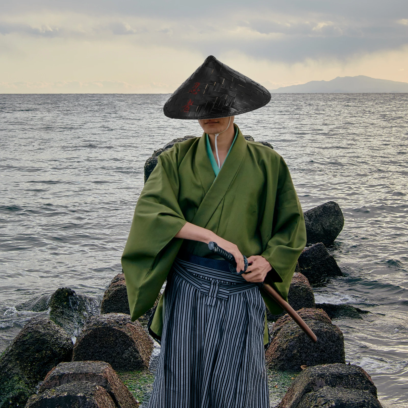 Chapeau de Ninja chapeau de paille de samouraï Cosplay japonais Ninja scène Performance riz asiatique bambou chapeaux coniques décor de fête chapeau de cône d'agriculteur