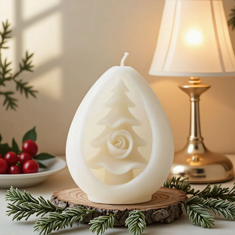 

2pcs Christmas Ornament Candle Mold - DIY Cutout Tree & Rose Scented Candles, Festive Holiday Hanging Decor & Gift Idea