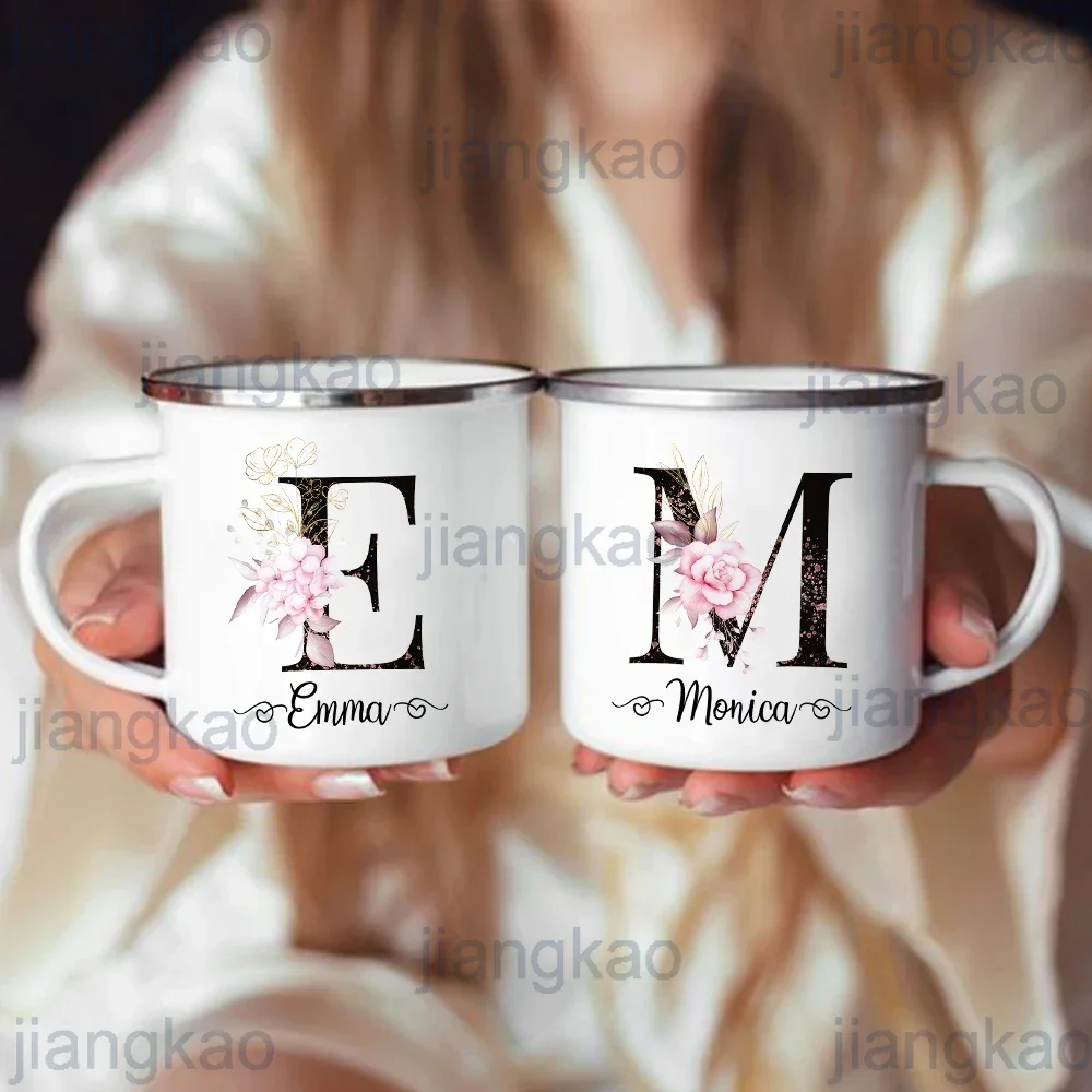 Personalized Mug Initial with Name Cup Custom Tea Coffee Hot Chocolate Mugs Wedding Bride Bridesmaid Mothers Day Gifts for Her