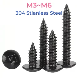 Black 304 Stainless Steel Cross Phillips Truss Head Self-Tapping Screw M3 M4 M5 M6 Large Flat Head Mushroom Head Wood Screws
