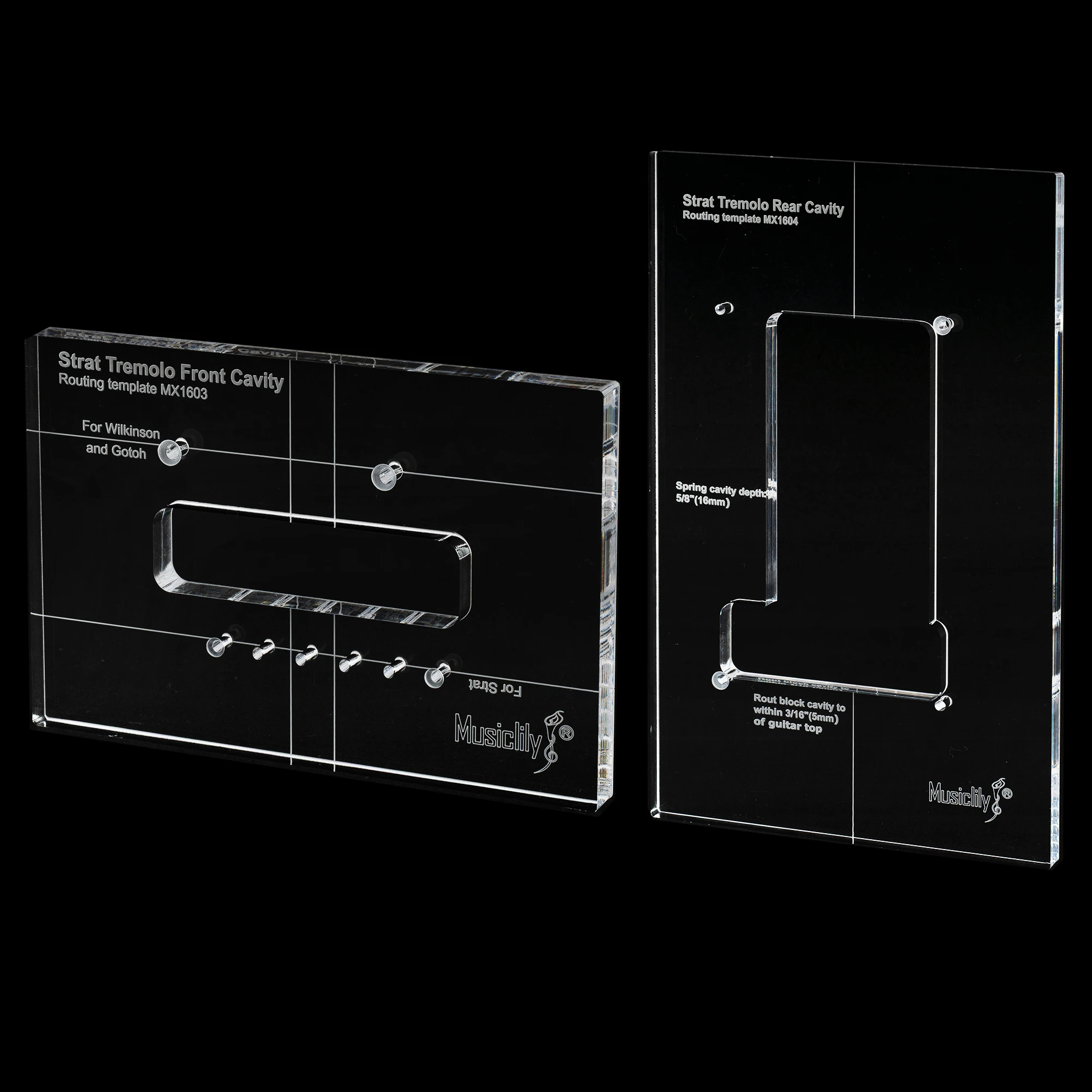 Musiclily Pro CNC Accurate Acrylic Tremolo Bridge Routing Templates Set for Traditional ST-style Guitar