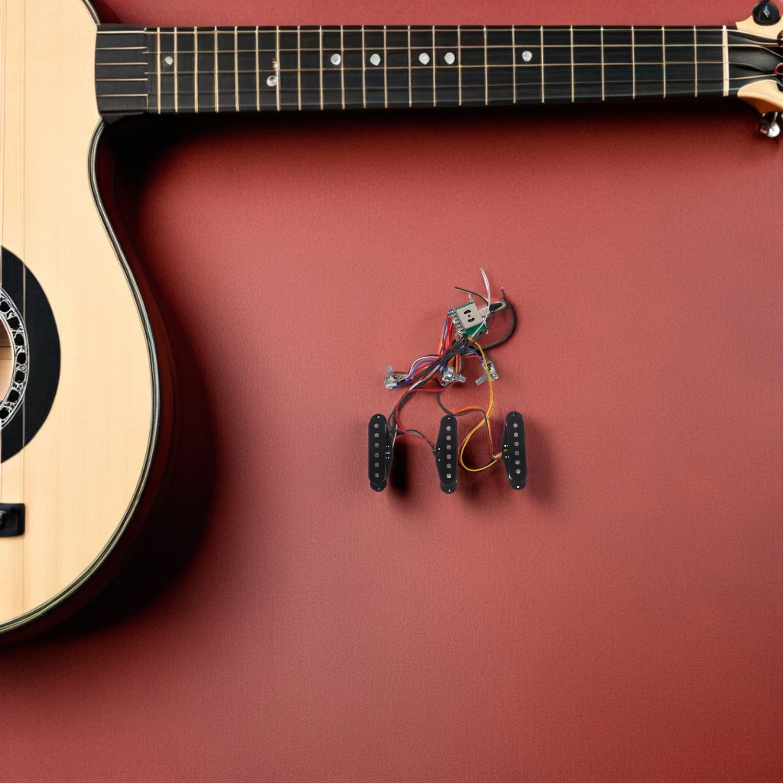 

Electric Guitar Line Kit Bridge Pickup Coil Hardware Knob Single Black Accessory