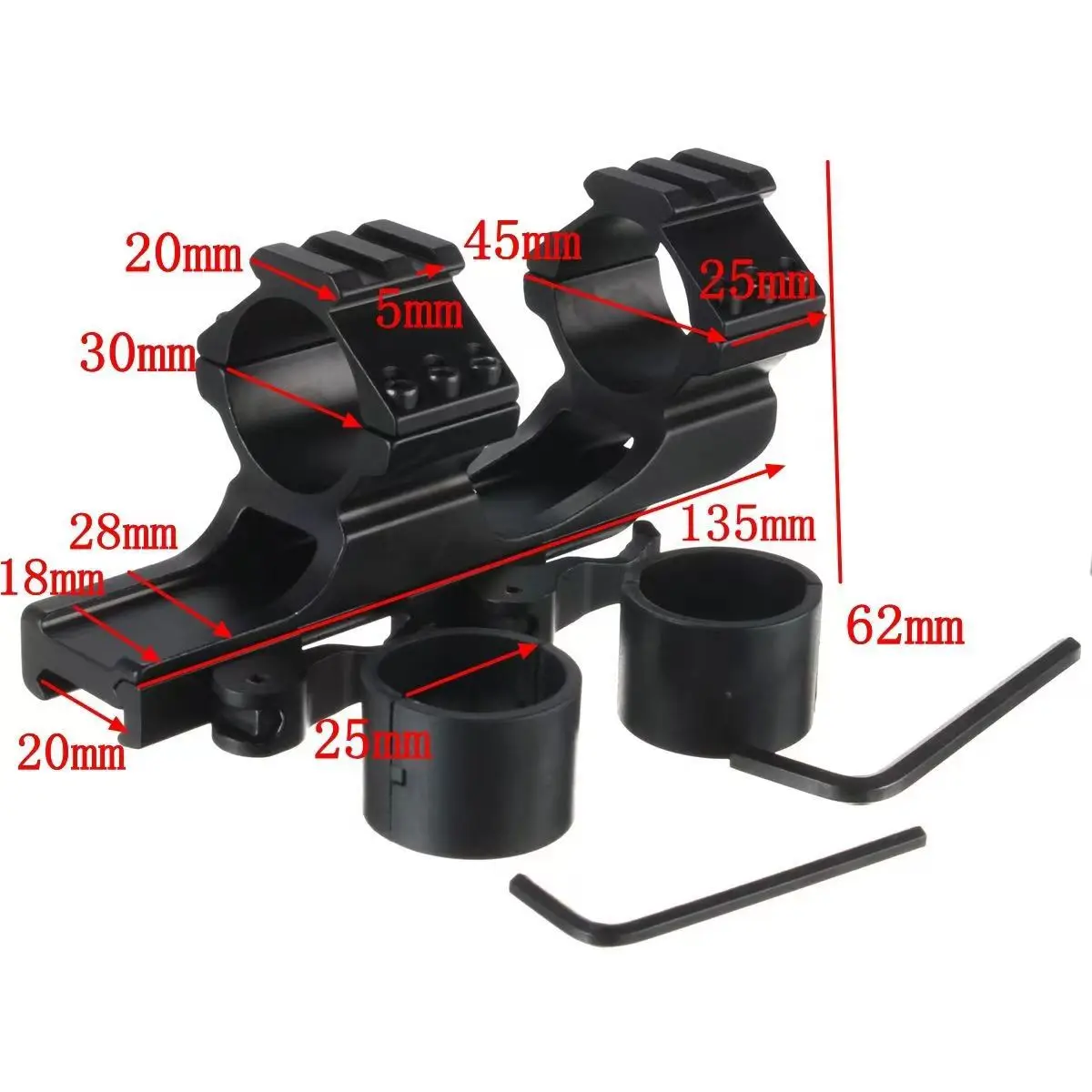 Metal HeavyDuty Dual 25.4mm / 30mm Quick CantiWeaver Scope Mount QD Hunting Holder For AR15 M4 M16 20mm Picatinny Weaver Rail