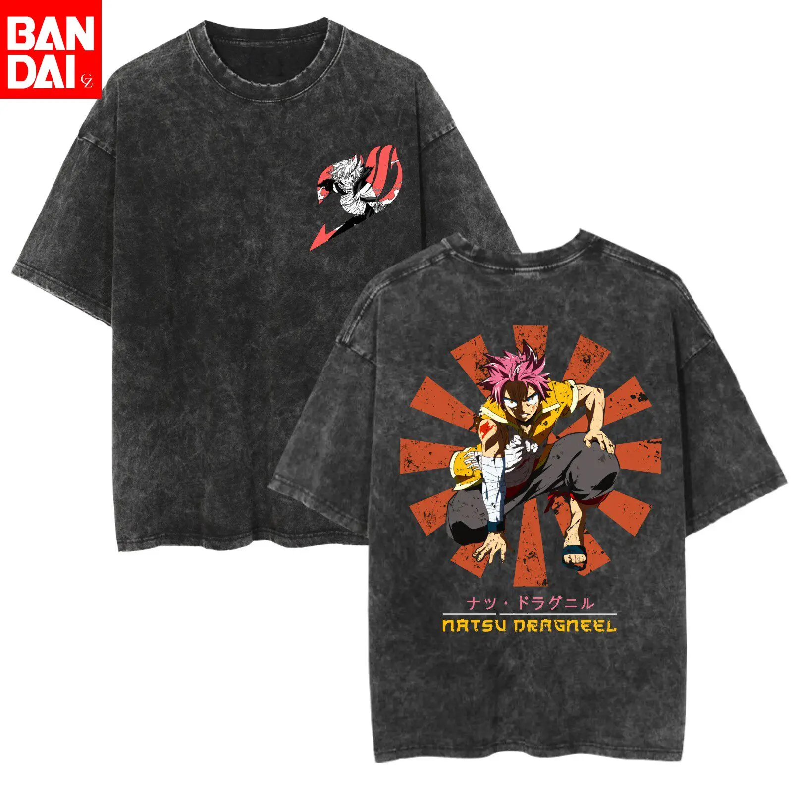 

Футболка с принтом «Глаза Нацу Драгнила» из «Фейри Тейл», двусторонняя, винтажная, с эффектом потертости, летняя уличная одежда 2026 года, графический принт, для мужчин и женщин