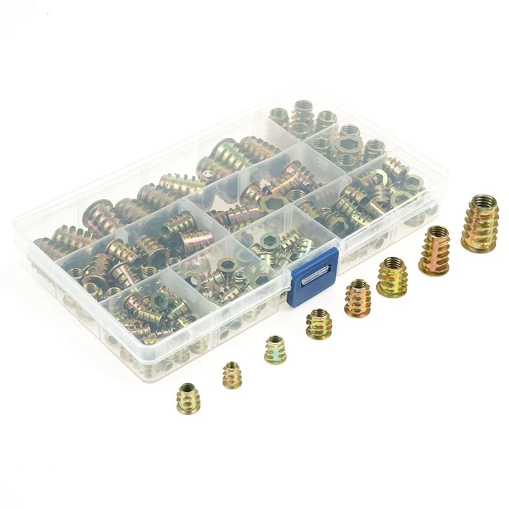 140PCS Trapezoidal Nuts with T-shaped Inner Outer Teeth M4 M8 Zinc Alloy T-shaped Embedded Nuts Specially Embedded for Furniture