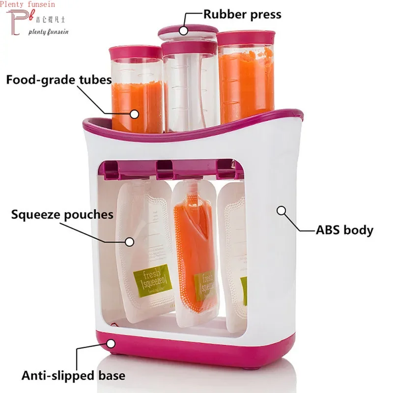 Baby Kids Squeeze Food Station Organization Storage Containers Maker Set, Fruit Puree Packing Machine