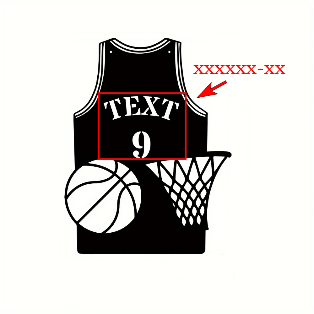 1pc Personalized Metal Basketball Jerseys Wall Art with Hoops Custom Number Decorations Farmhouse Style for Home No Power Needed