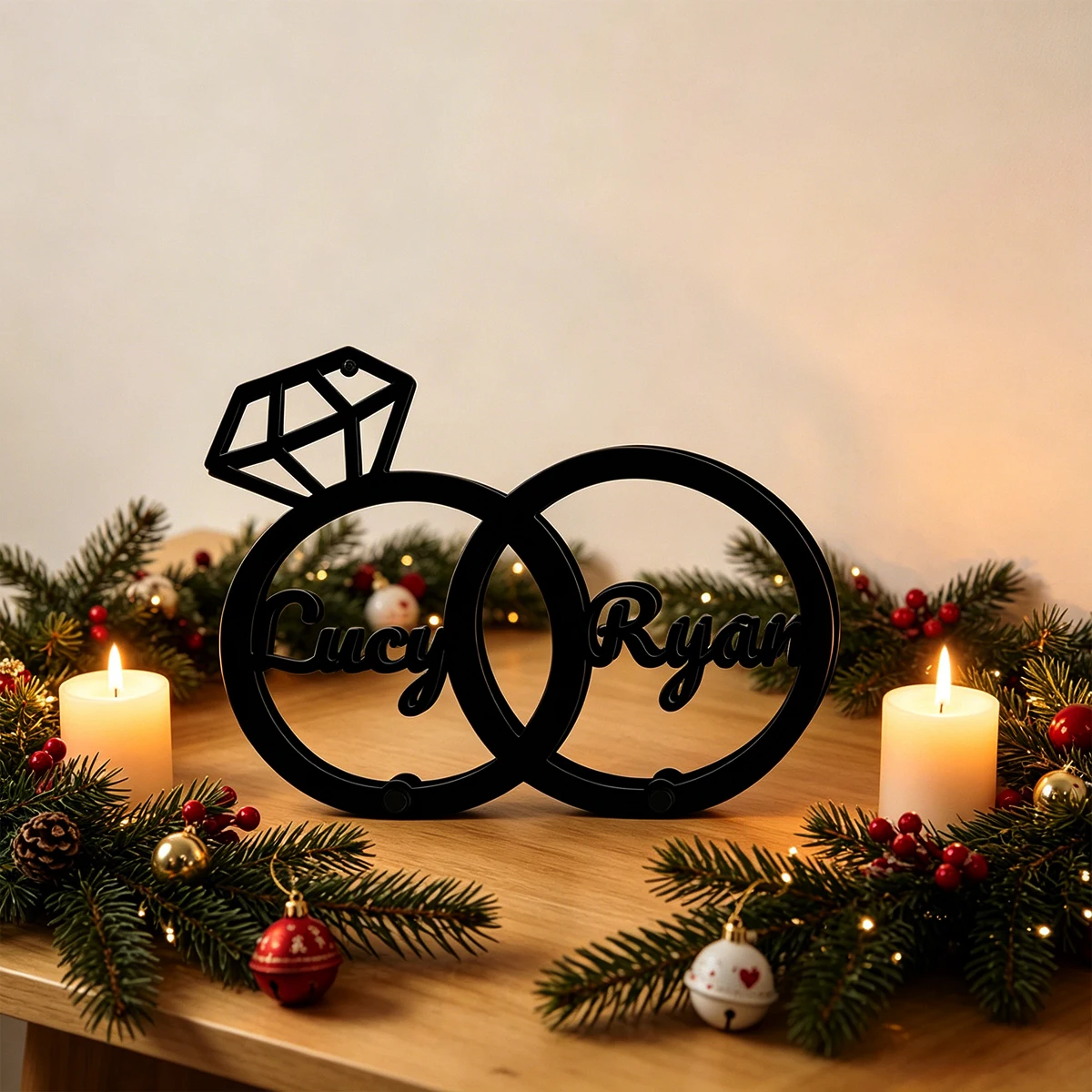 1Pc Csutom Name 3D Crown Ring Metal Art Stand Ornament,Home Room Office Hotel Table Decor,Ideal Birthday Wedding Gift For Family - view 3