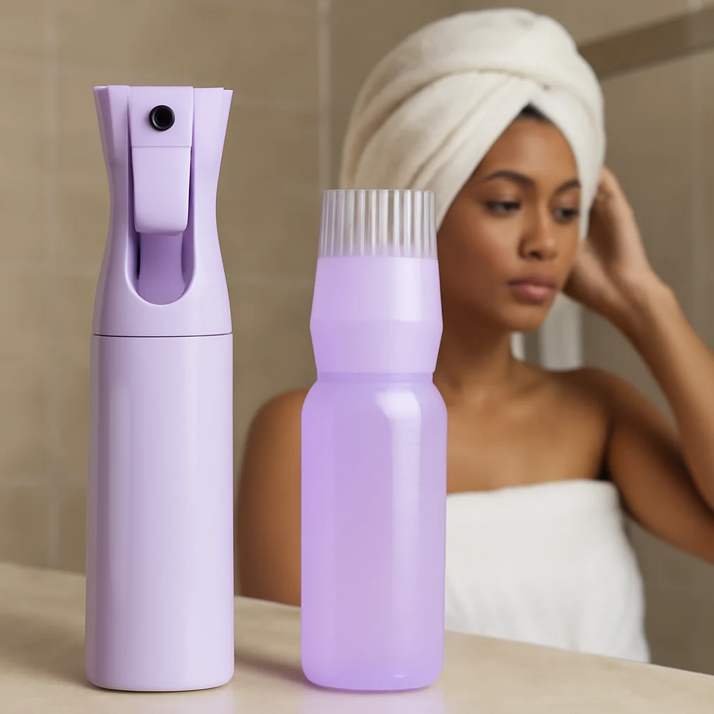 2-Pack Rechargeable Plastic Spray Bottles with Root Comb Applicator Continuous Mist Hair Dyeing And Coloring Pulverizer