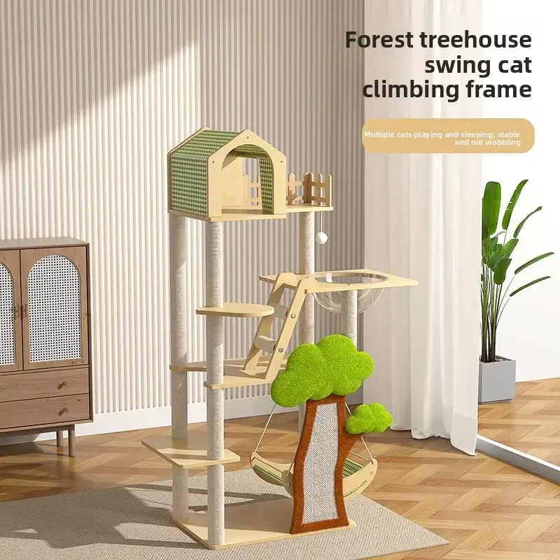 for Forest Tree House Cat Climbing Frame Cat House Cat Tree Integrated Climbing Stand Sky High Pillar Sisal Scratching Board