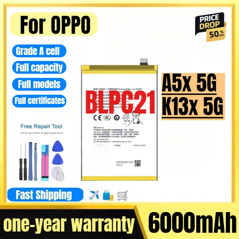 

BLPC21 for OPPO A5x 5G/K13x 5G Mobile Phone Battery High Quality High Capacity Replacement Bateria Grade A Cell with Tools