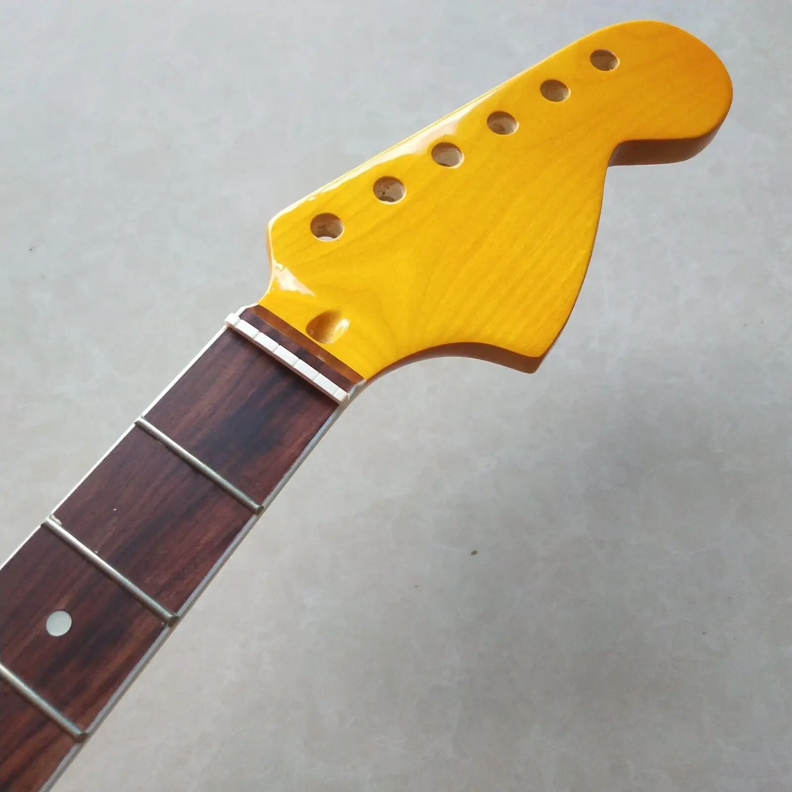 DIY Yellow Big head Guitar Neck Parts 21 fret 25.5inch Maple Rosewood Fretboard