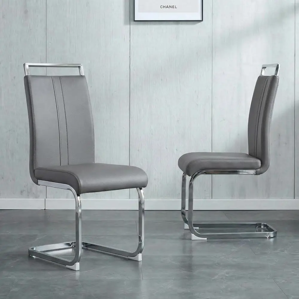

Thick Padded Leatherette Dining Chairs Set of 2, C-Shaped for Kitchen or Conference Room