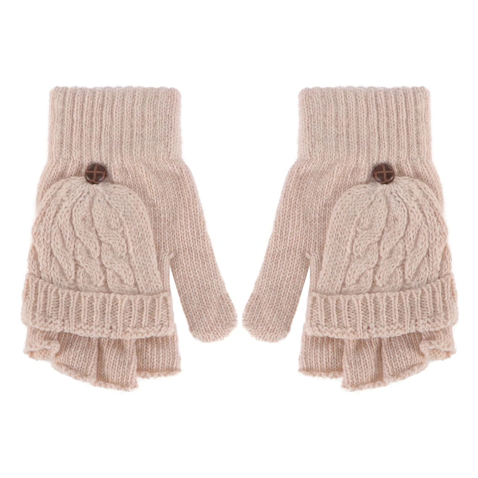 قفازات شتوية للنساء بدون أصابع، غطاء قفاز دافئ محبوك باللون الرمادي، تصميم قابل للفصل، خفيف الوزن ومحمول ومريح اللمس للبارد