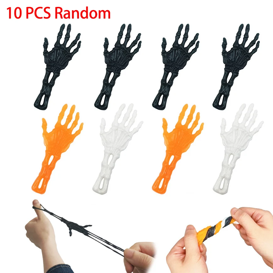 10Pcs Halloween Ejection Ghost Hand Launcher Stretchy Pullable Decompression Toy Gift Kids Birthday Party Favors Party Gift