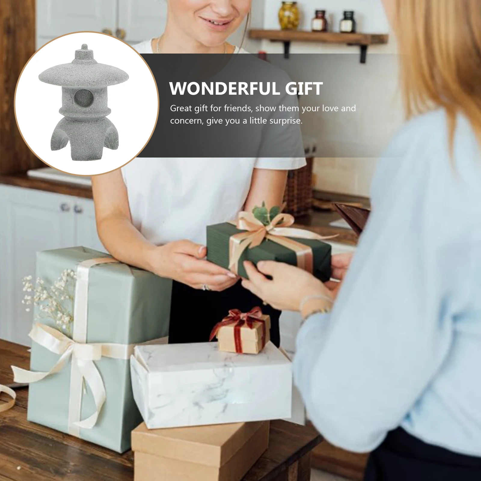 

Stone Pavilion naments Realistic Appearance Mini Zen Garden Sandstone Outdoor Lantern Statue Landscape Decor Bonsai Yard Balcony