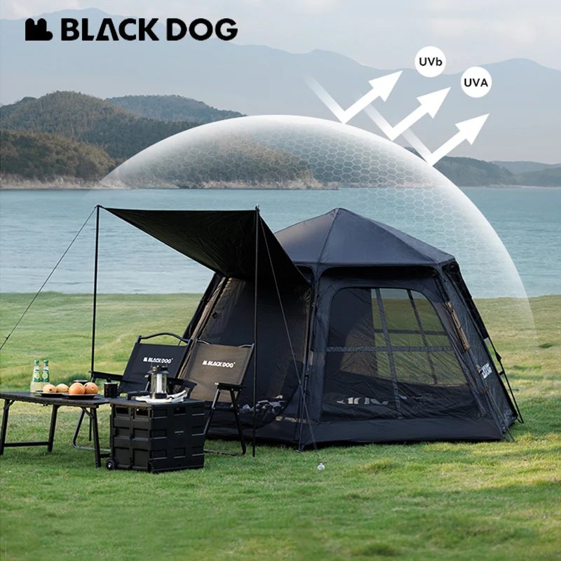 Naturehike Blackdog Automatic Dome Tent Hexagonal Black Coated Sunshade Waterproof One-touch Quick Opening Outdoor Camping Tent