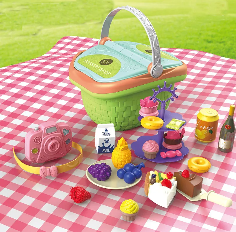 I bambini fanno finta di giocare a cestino da Picnic cibo frutta pane Dinking Pizza Basket per Picnic Playtime Gift for Girl