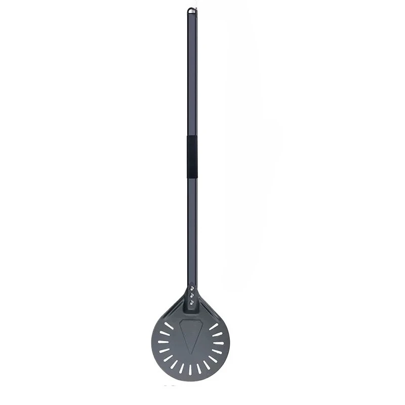 Pizza Turning small Pizza Peel Short round Tool Non Slip wooden Handle 9 inch Perforated Pizza Shovel Aluminum