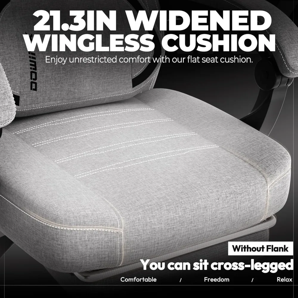 Fabric Gaming Chair with Footrest, Big and Tall Gamer Chair with Lumbar Support, Wide Back Computer Chair for Heavy People