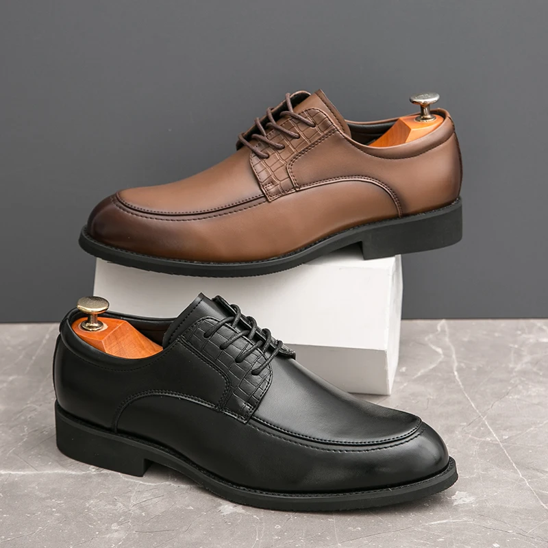 

Мужские кожаные туфли в стиле ретро, повседневные джентльменские туфли для работы и модной вечеринки, черные, коричневые, для свадьбы жениха-46, роскошные костюмные туфли для взрослых