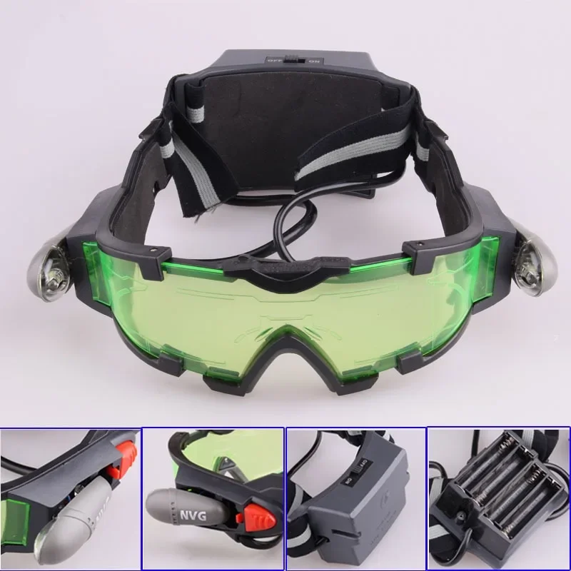 Adjustable LED Night Vision Glass Goggles Motorcycle Motorbike Racing Hunting Glasses Eyewear With Flip-out Light